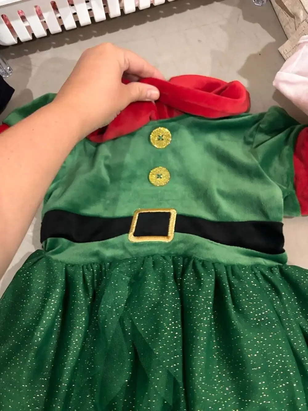 Holiday Time Toddler Girl Elf Velour Cosplay Dress